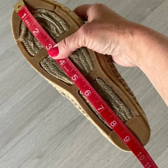 Tory Burch Color Block Espadrille Flat Canvas Tan Red- Size 7 Medium - Picture 16 of 16